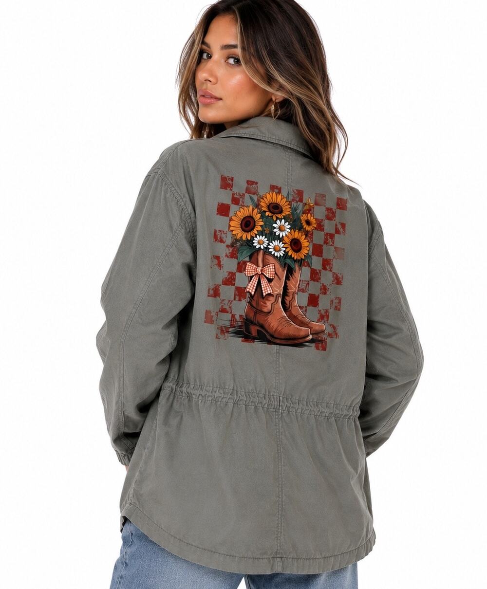 Abercrombie & Fitch Upcycled Western Sunflower Utility Jacket – Women’s XL